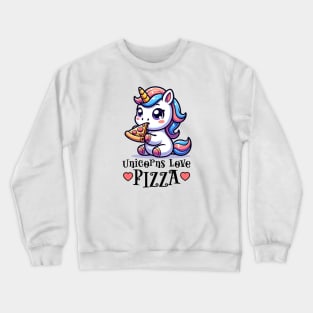 Cute Unicorn Eating Pizza Crewneck Sweatshirt